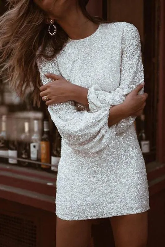 Sequin Long Sleeve Mini Dress