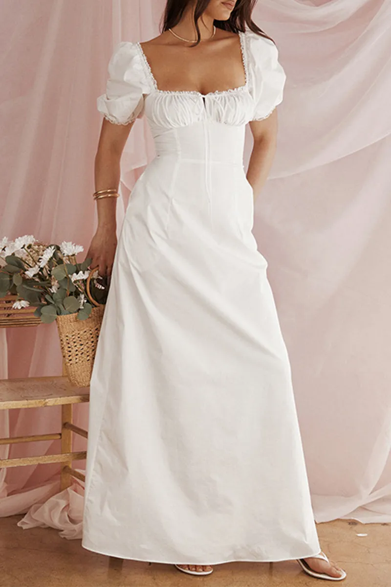 Sexy Pocket Lace Up U Neck Long Dresses