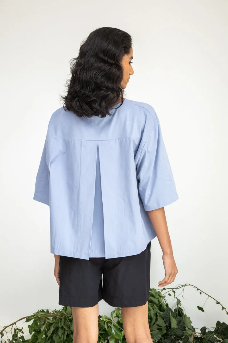 Shay Organic Cotton Top in Washed Blue
