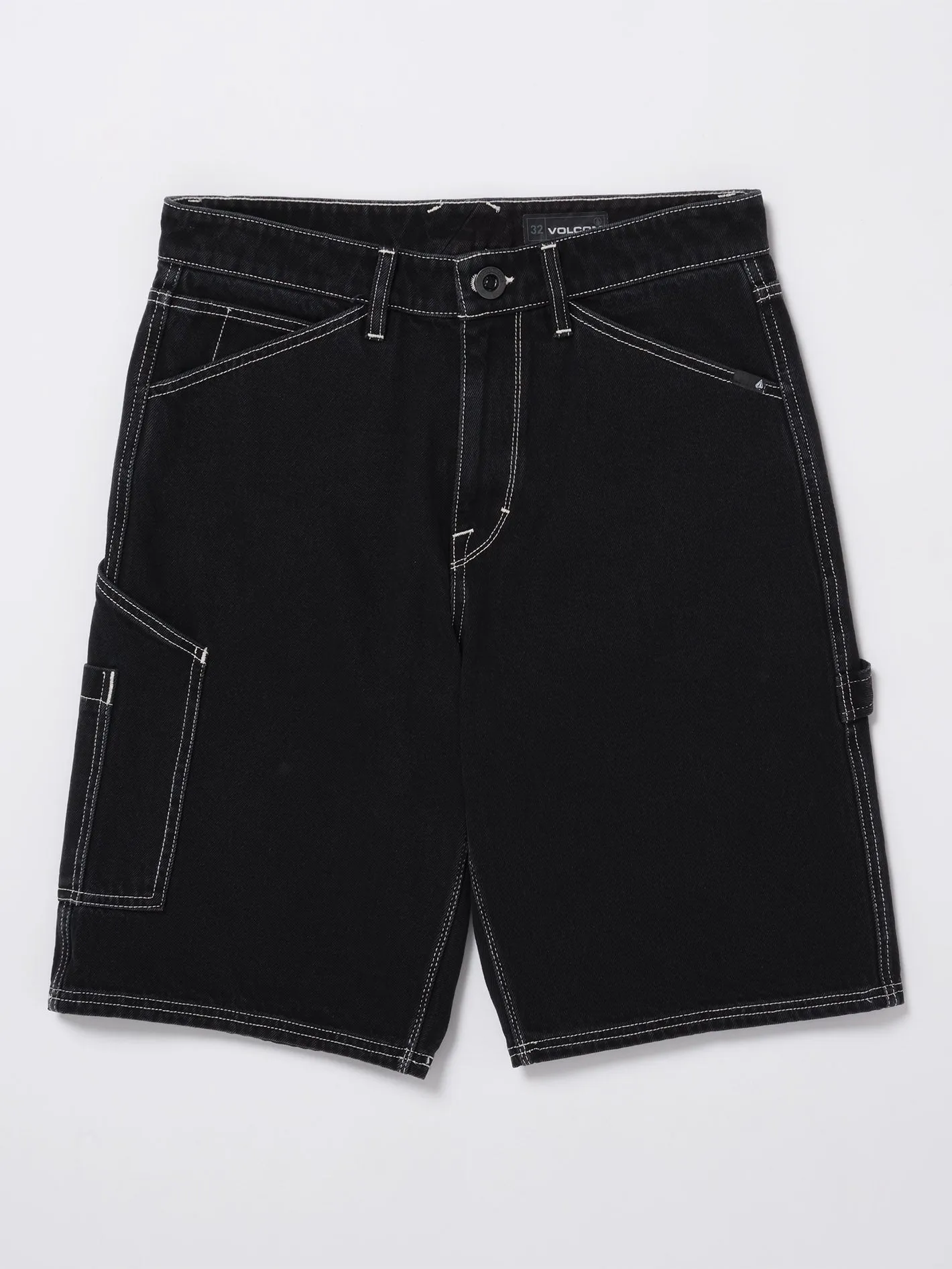 Short Labored Denim Utility - BLACK