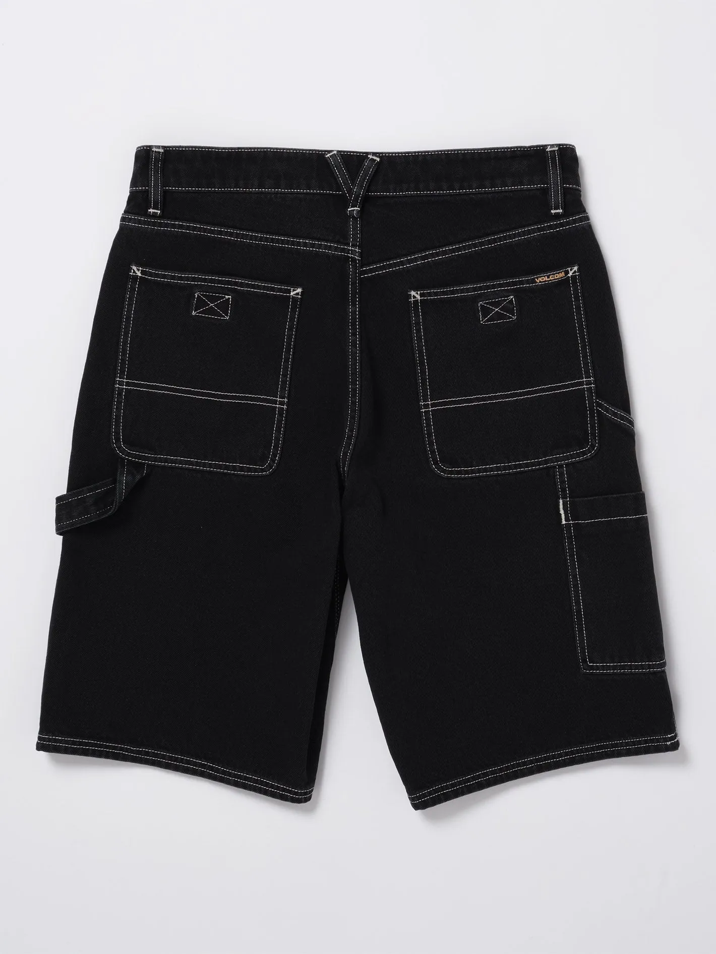 Short Labored Denim Utility - BLACK