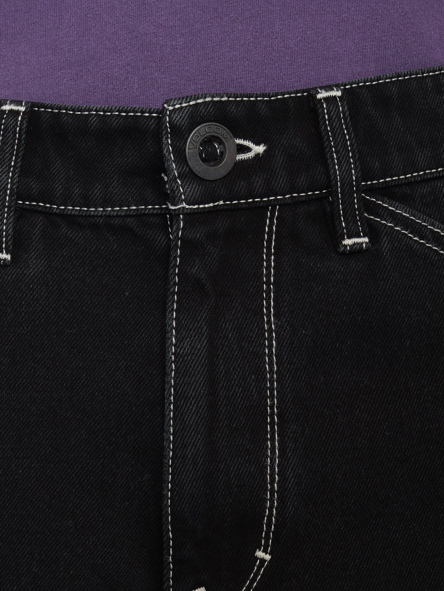 Short Labored Denim Utility - BLACK