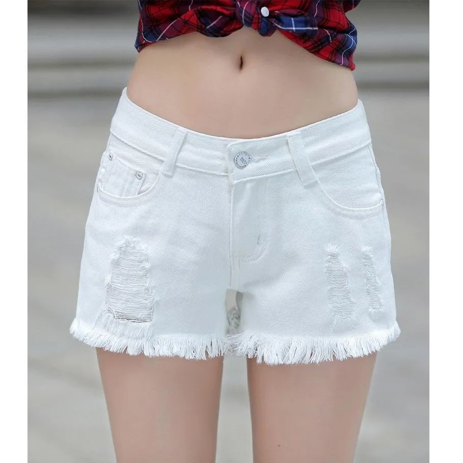 Shredded Denim Shorts