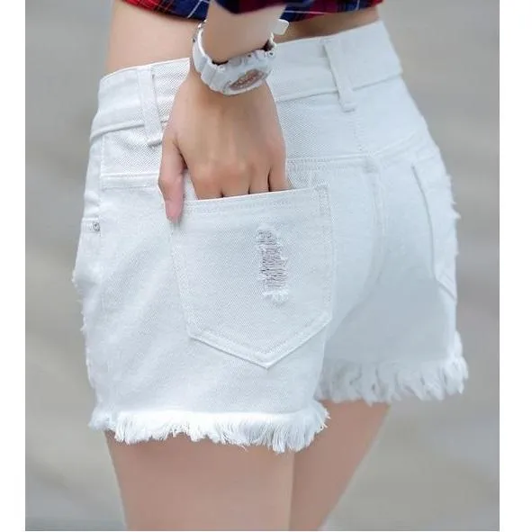 Shredded Denim Shorts