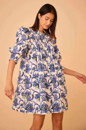 SIDNEY DRESS- PORCELAIN FLORAL BLUE