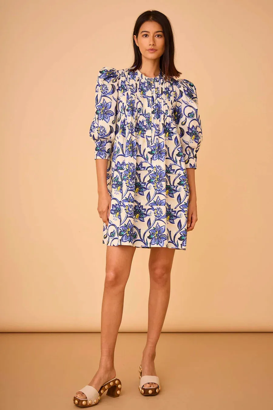 SIDNEY DRESS- PORCELAIN FLORAL BLUE