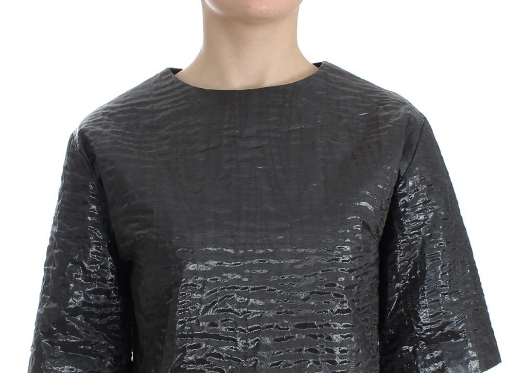 Silver metallic short sleeve dress