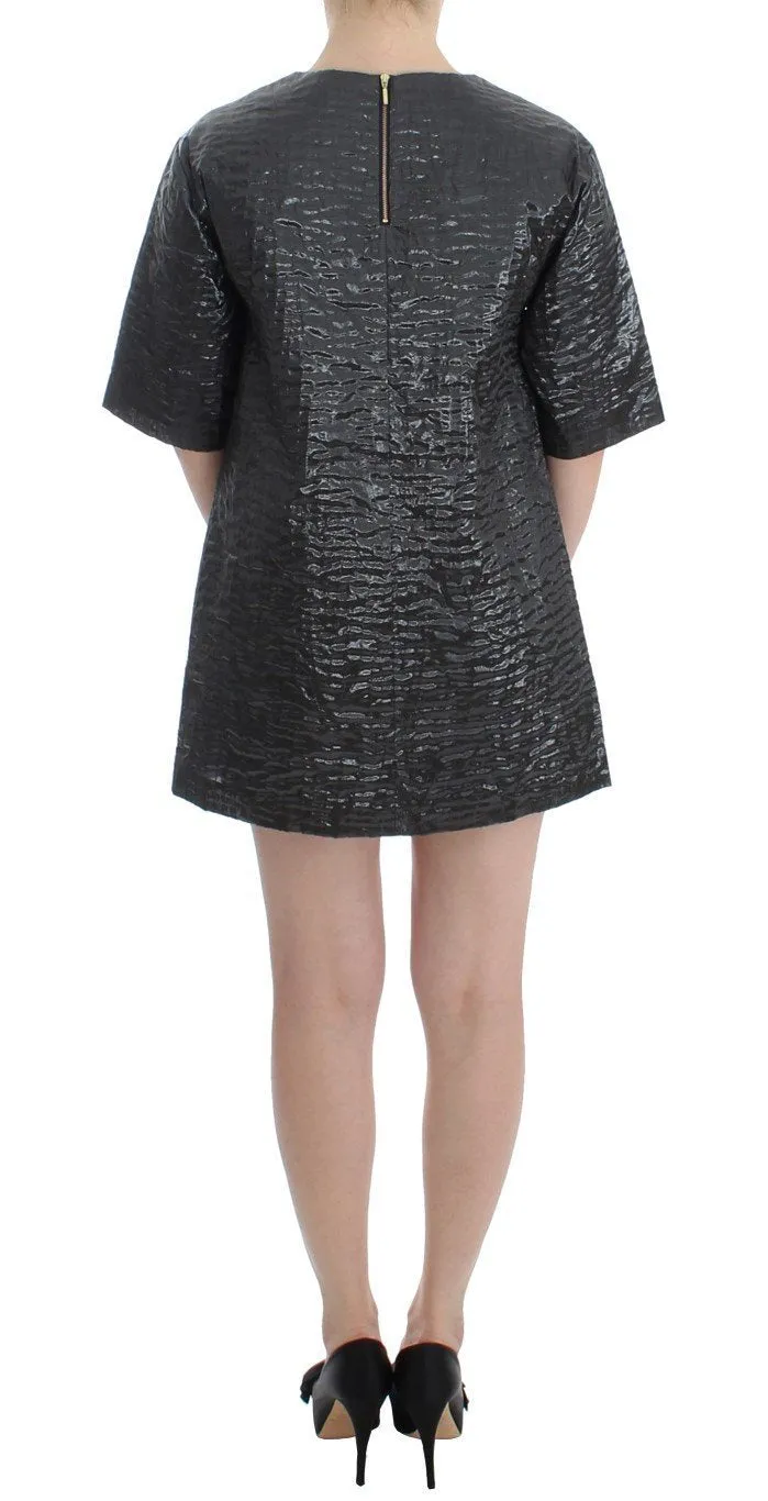 Silver metallic short sleeve dress