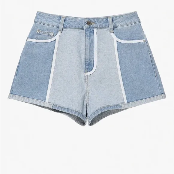 SJYP White Line Denim Shorts High Rise Medium