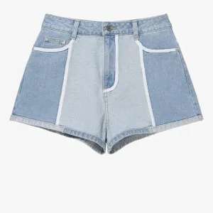 SJYP White Line Denim Shorts High Rise Medium