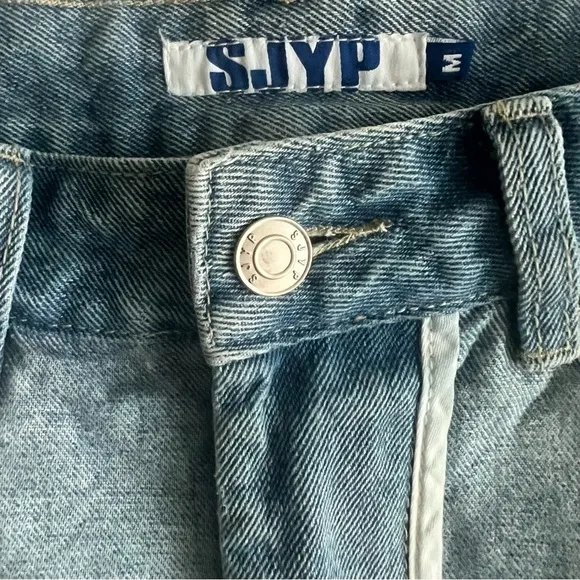 SJYP White Line Denim Shorts High Rise Medium