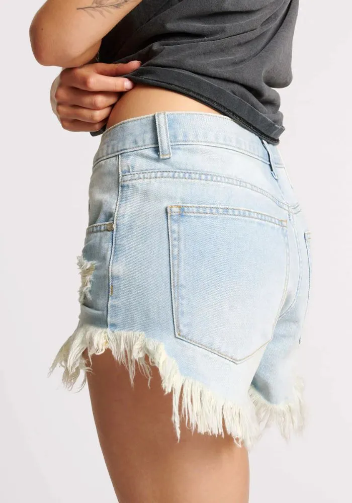 Sky Blue Outlaws Mid Length Denim Short