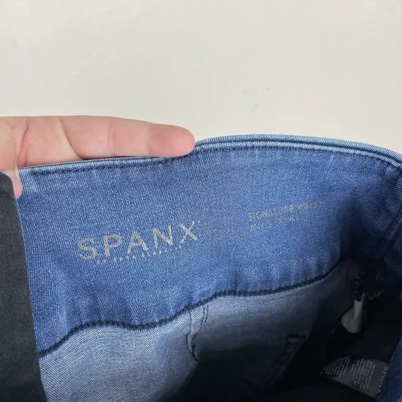 Spanx Womens Signature Waist Ankle Skinny Jeans Blue Stretch Denim High Rise 31