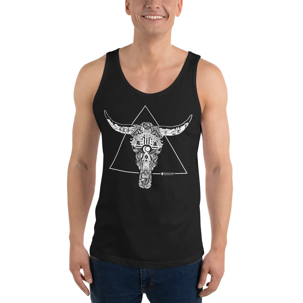 Stone Age Men's Cow Skull Tank Top - Print on Demand