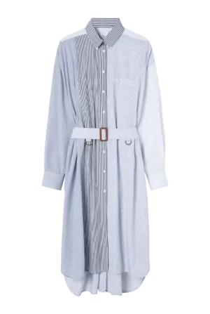 Striped Belted Shirt Dress
