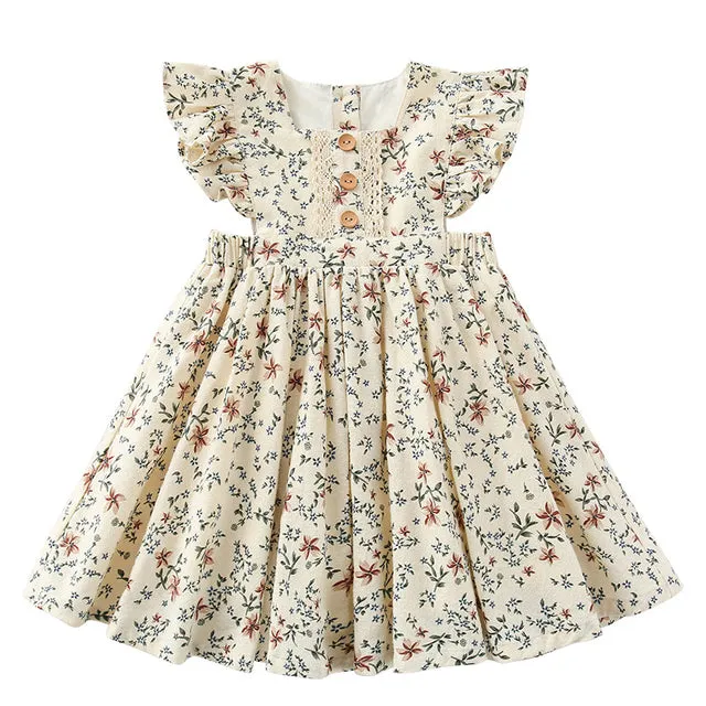 Summer Girls Dress Strap Hollow Embroidery Casual Sleeveless Party Princess Dress