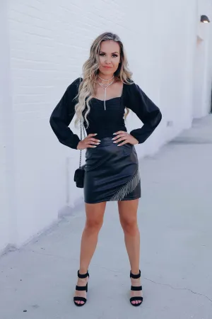 Sweetheart Satin Crop Top - Black