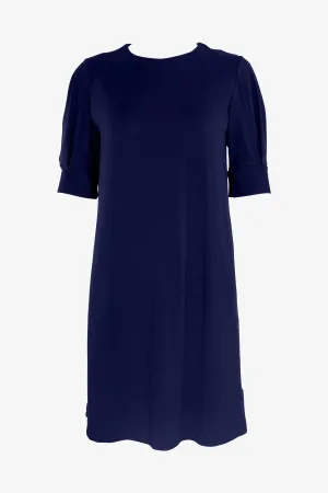 T-Shirt Pleated Sleeve Dress in Midnight