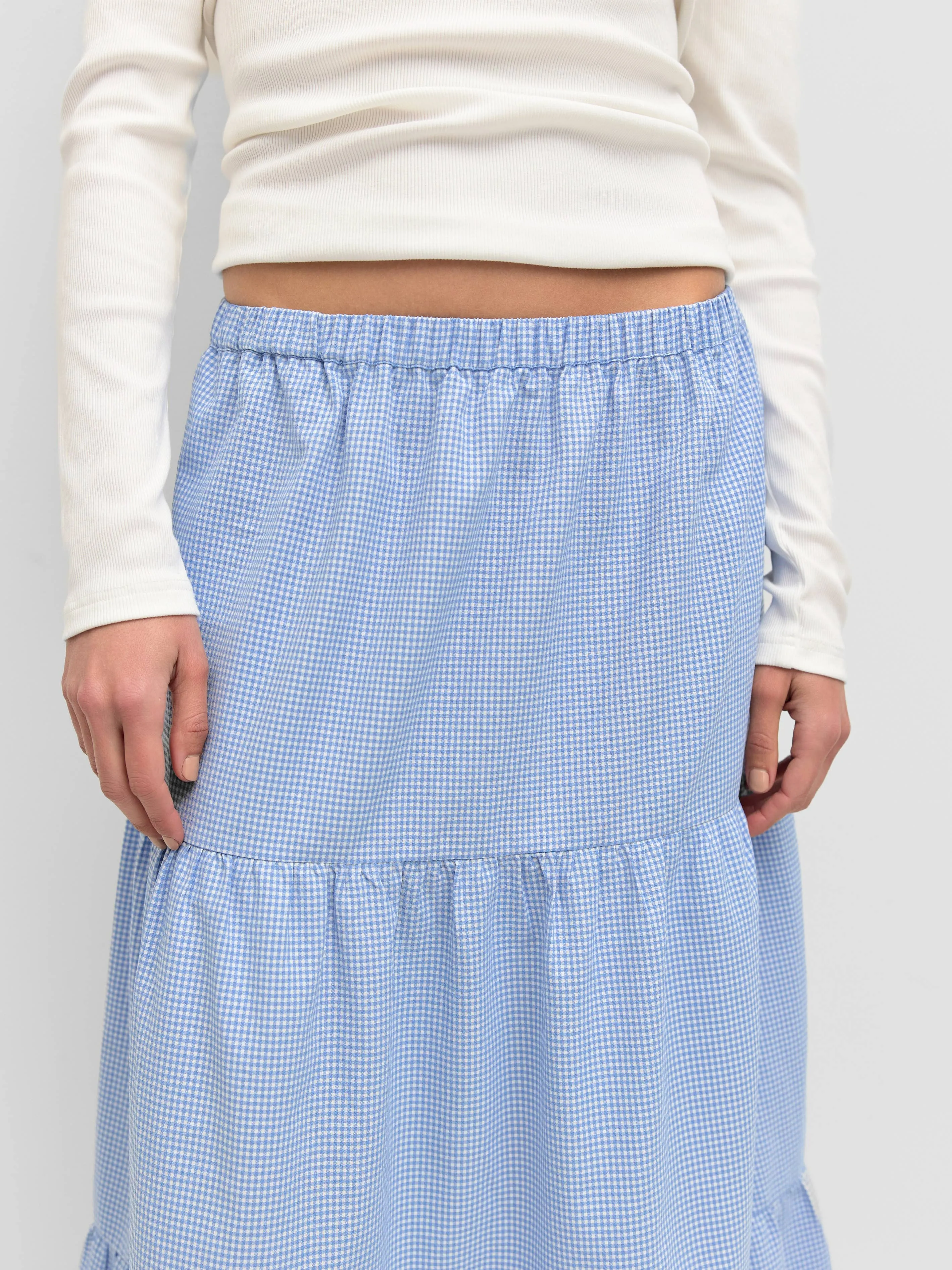The Emilie Skirt | Tiered Gingham Midi Skirt