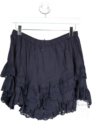 Étoile Isabel Marant Blue Embroidered Cotton Shorts UK 12