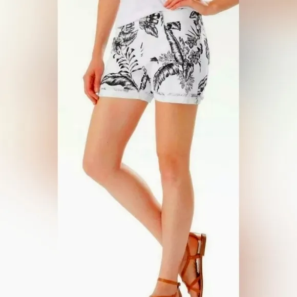 🌴Tommy Bahama Shorts Denim White/Black Twill Palm