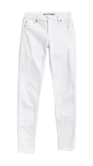 Tractr Diane White Mid Rise Fray Skinny