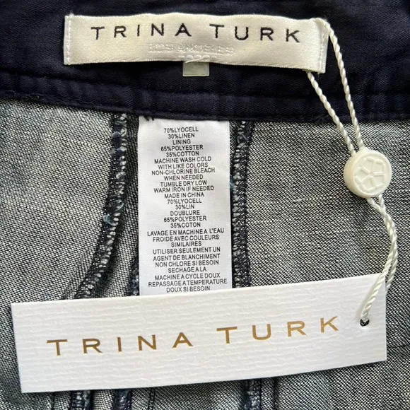 Trina Turk Fringe Hem Belted Jean Shorts