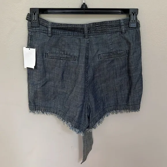 Trina Turk Fringe Hem Belted Jean Shorts