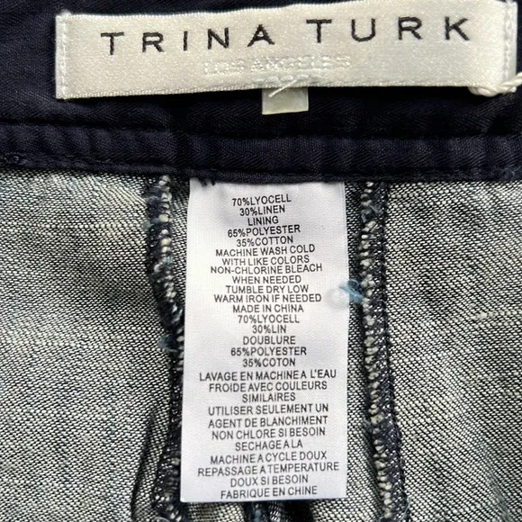 Trina Turk Fringe Hem Belted Jean Shorts