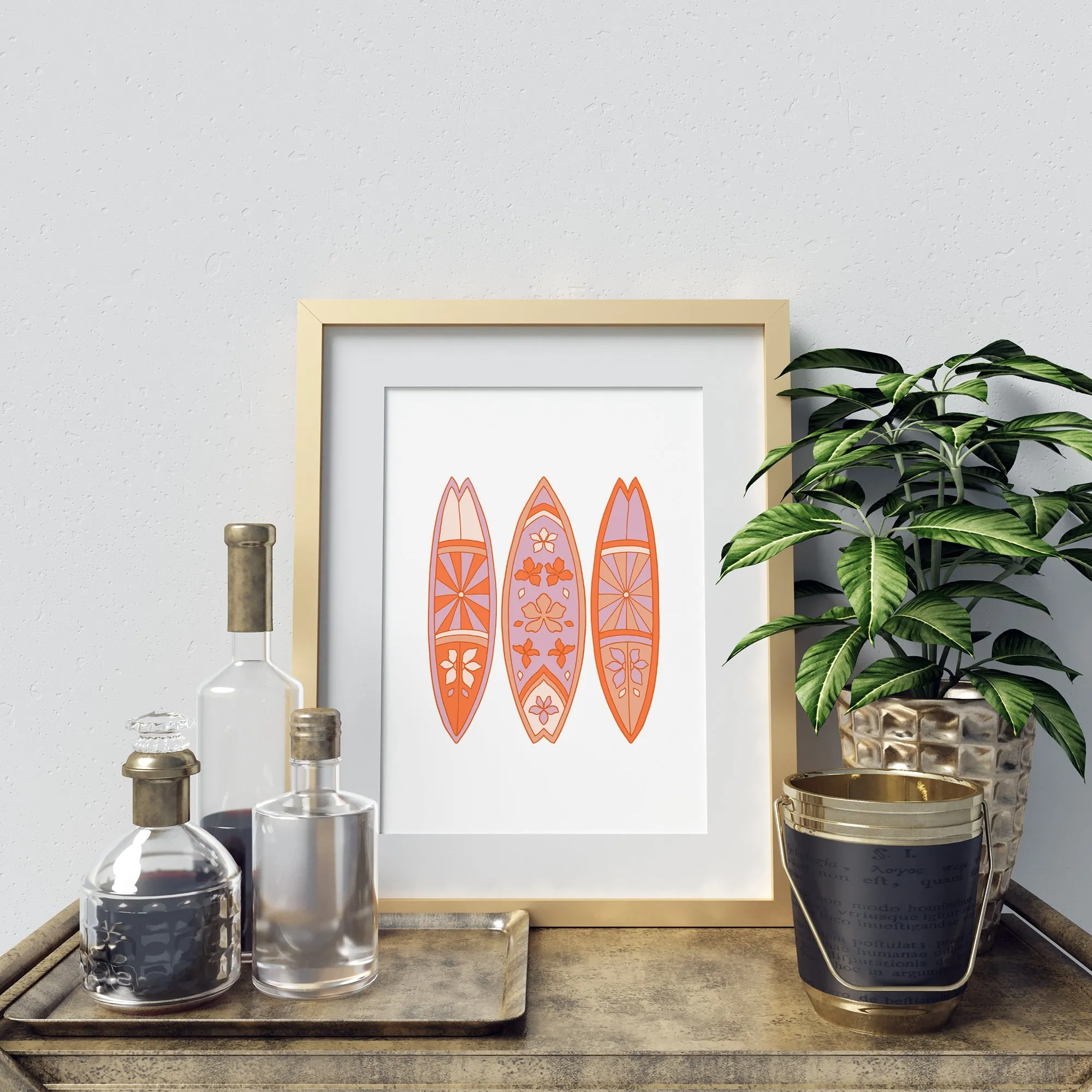 Trio of Retro Surfboards Archival Art Print | Good Vibrations Collection