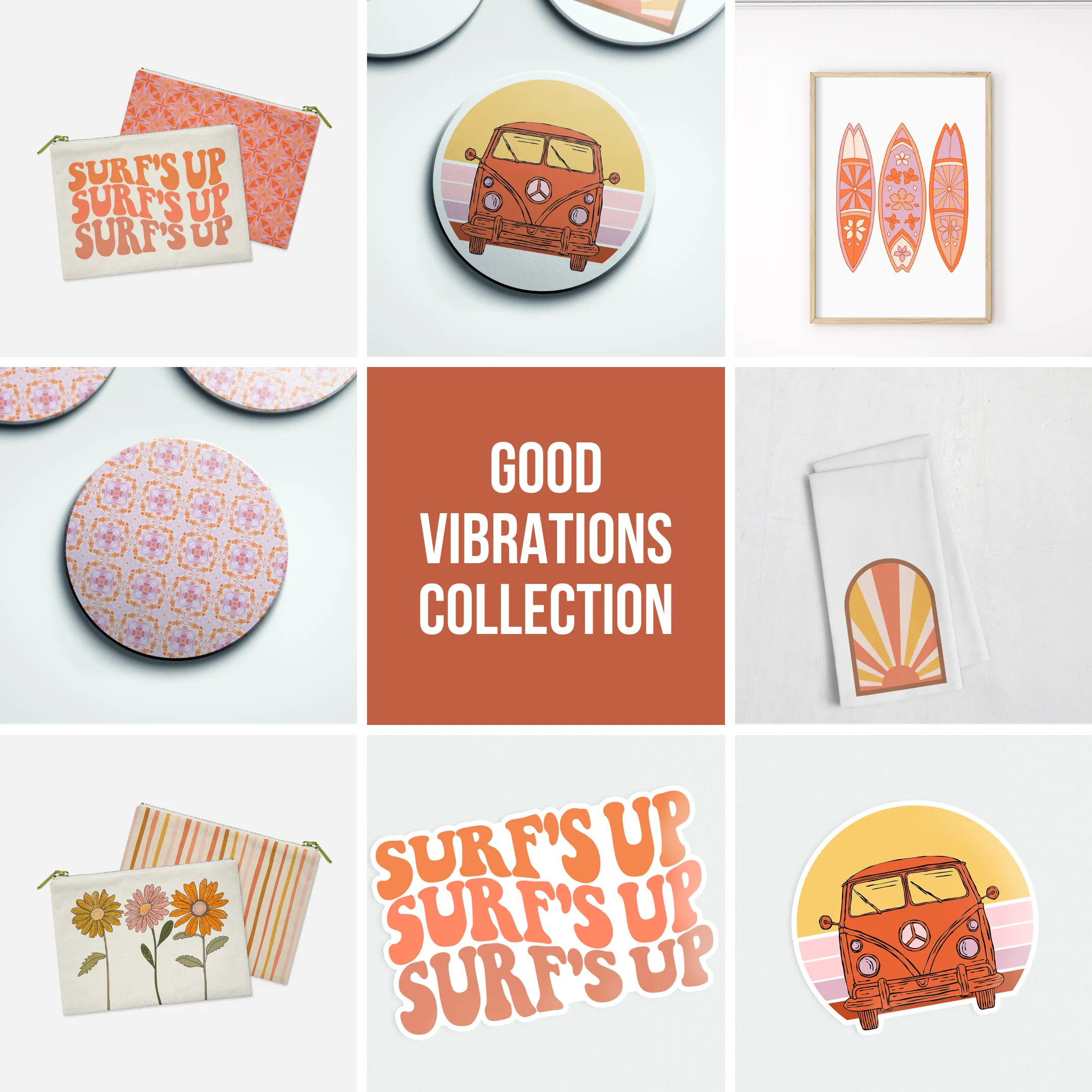 Trio of Retro Surfboards Archival Art Print | Good Vibrations Collection