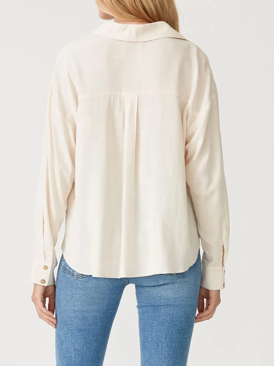 Twist Front Button Down - Vanilla