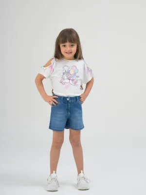 Unicorn Girls Shorts Outfit With T-shirt