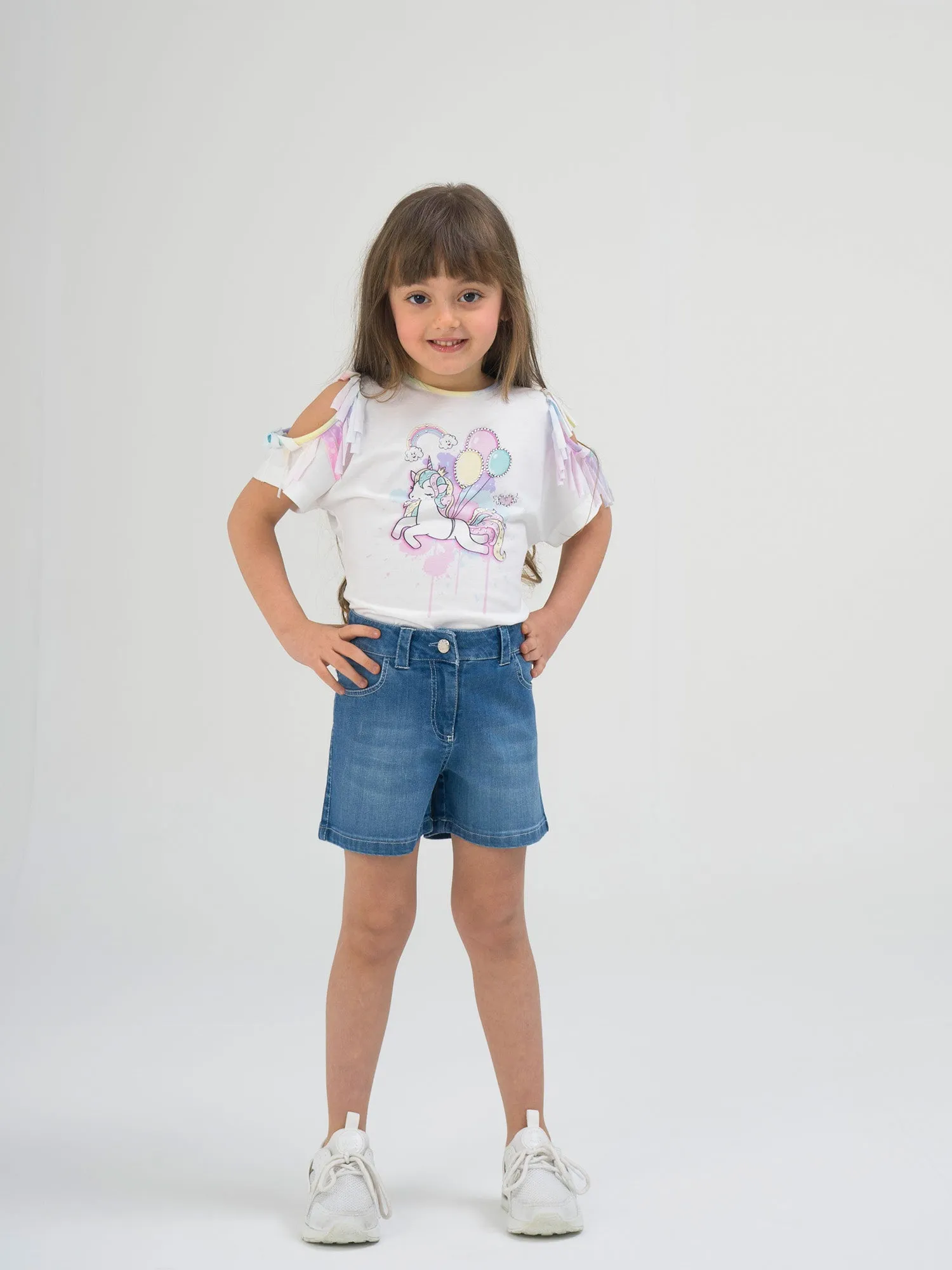 Unicorn Girls Shorts Outfit With T-shirt