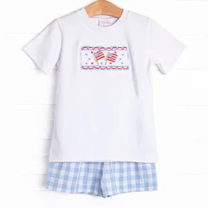 United We Stand Smocked Short Set, Blue