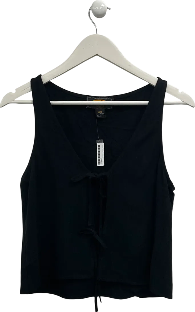 Urban Outfitters Black Archive Linen Look Tie Front Top UK XS
