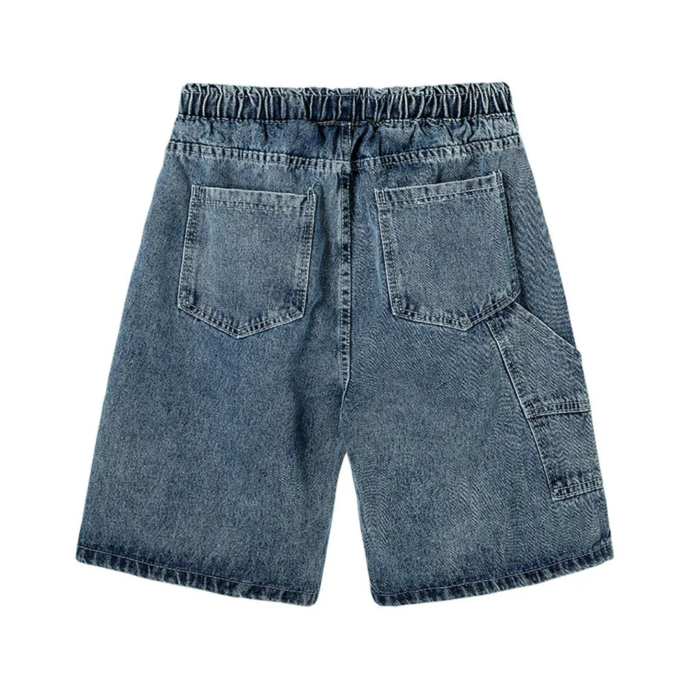 Urban Solid Color Letter Denim Shorts