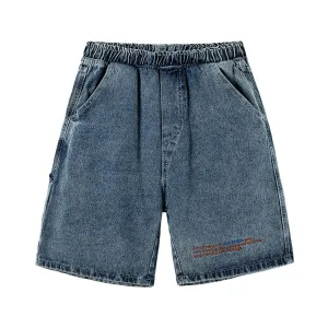 Urban Solid Color Letter Denim Shorts