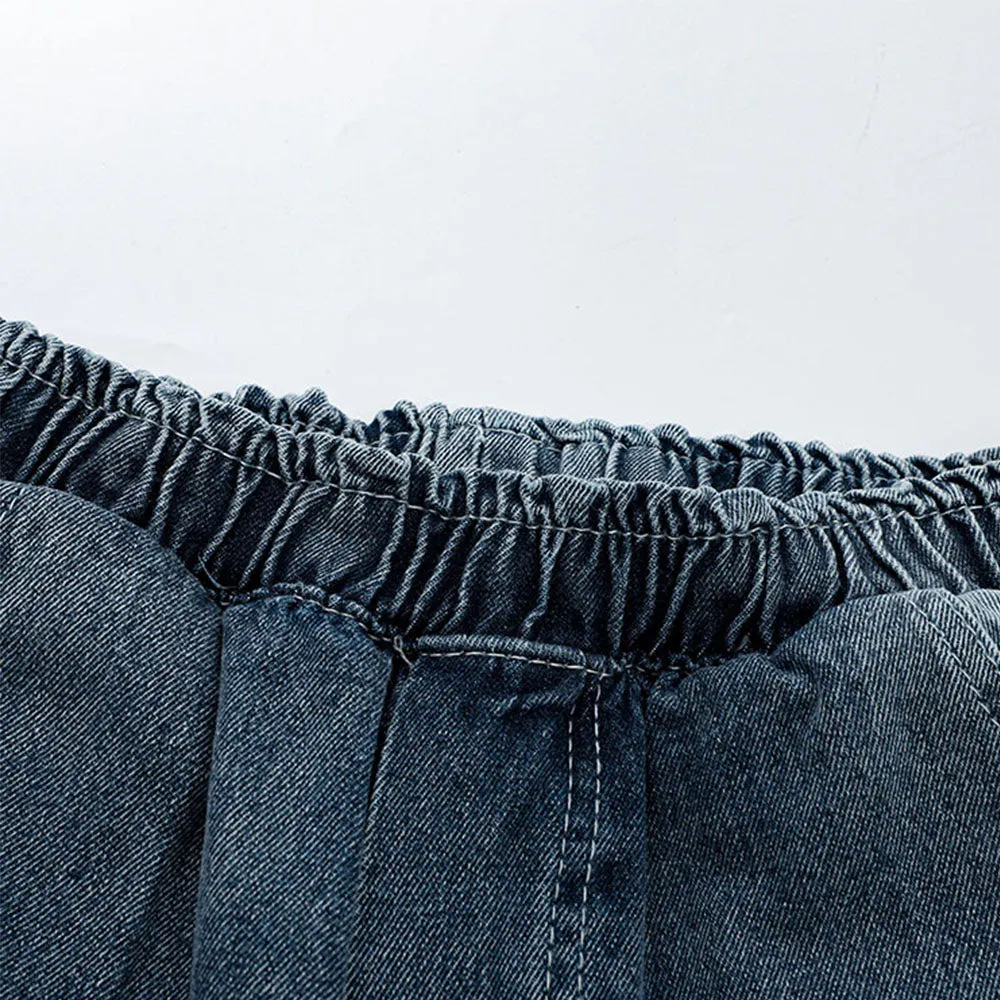 Urban Solid Color Letter Denim Shorts
