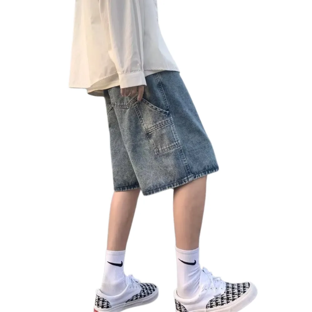 Urban Solid Color Letter Denim Shorts
