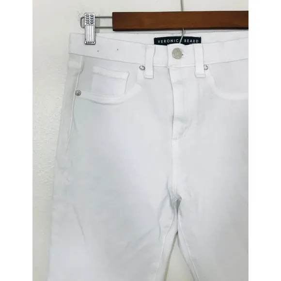 Veronica‎ Beard Kate Crop High Rise Skinny Jeans White Denim J1370053