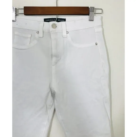 Veronica‎ Beard Kate Crop High Rise Skinny Jeans White Denim J1370053