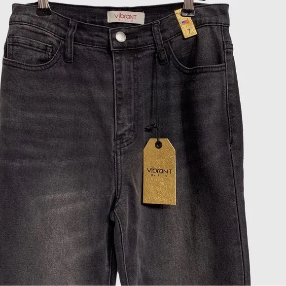 VIBRANT M.I.U BLACK HIGH WAIST WIDE LEG DENIM JEANS BLACK HIGH RISE DENIM JEANS