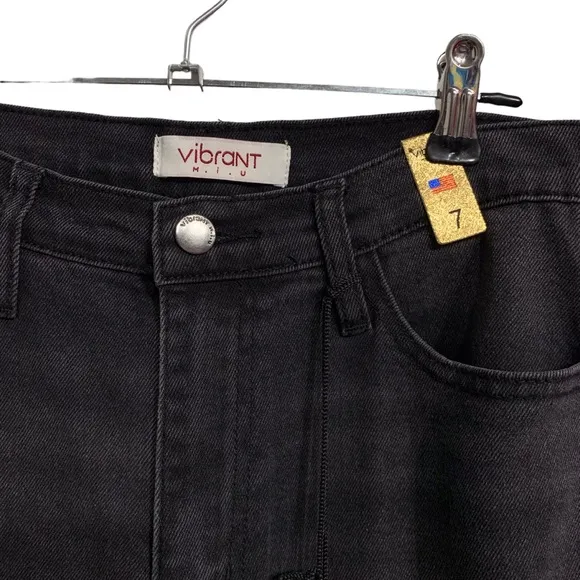 VIBRANT M.I.U BLACK HIGH WAIST WIDE LEG DENIM JEANS BLACK HIGH RISE DENIM JEANS