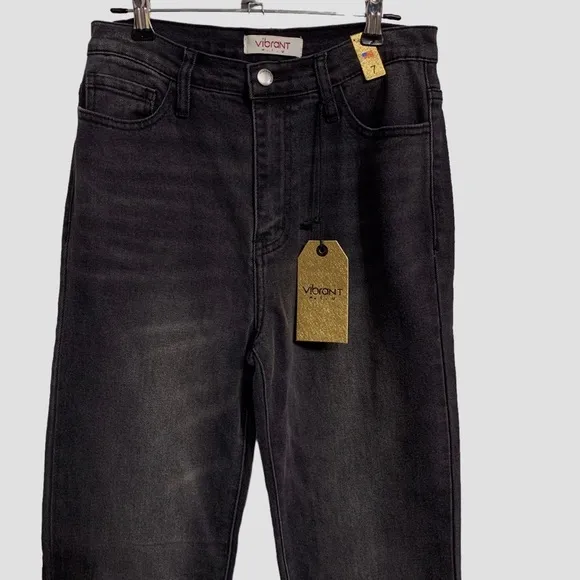 VIBRANT M.I.U BLACK HIGH WAIST WIDE LEG DENIM JEANS BLACK HIGH RISE DENIM JEANS