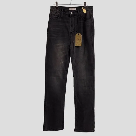 VIBRANT M.I.U BLACK HIGH WAIST WIDE LEG DENIM JEANS BLACK HIGH RISE DENIM JEANS