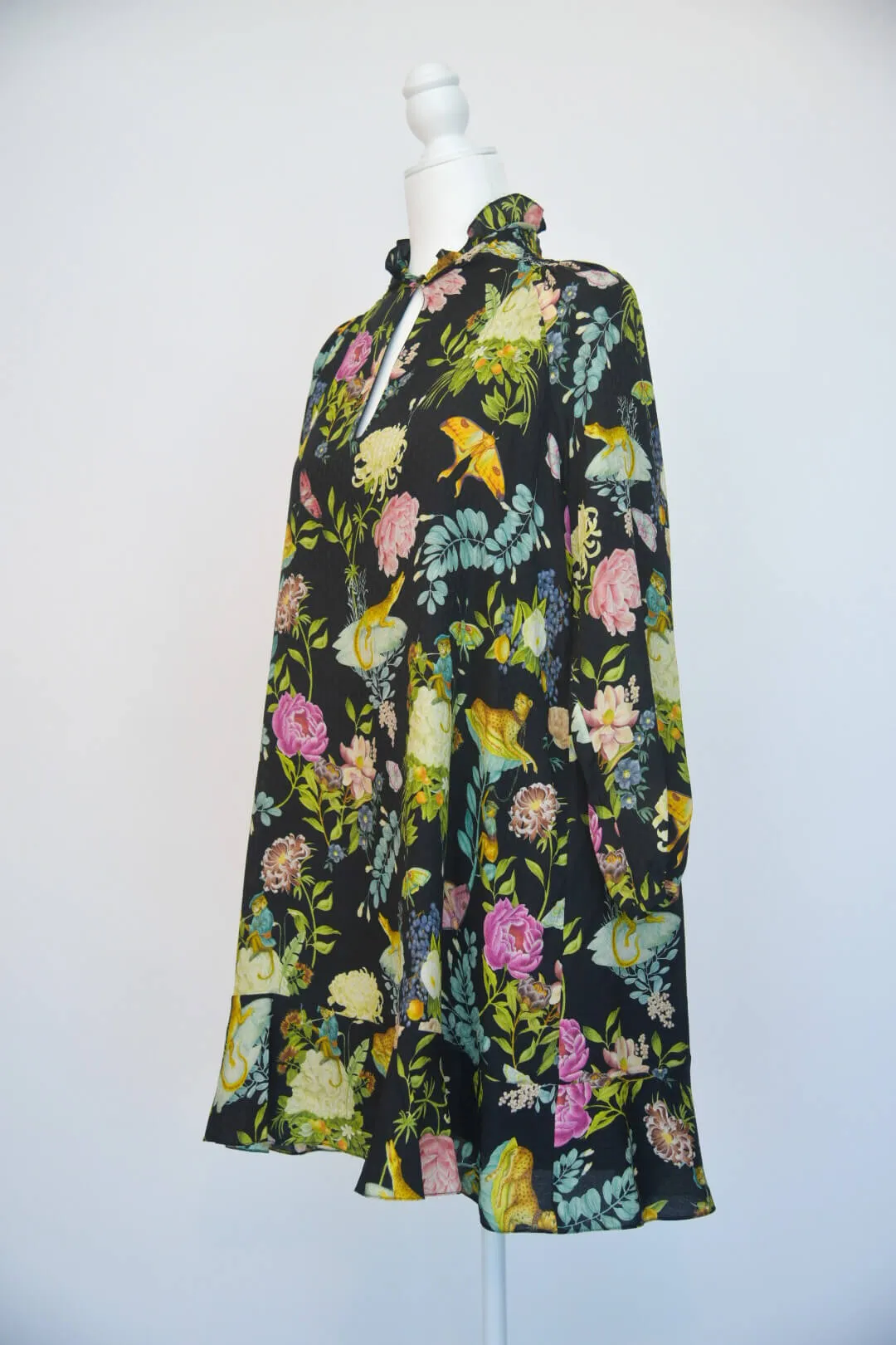 Vilshenko Black Floral Print Dress