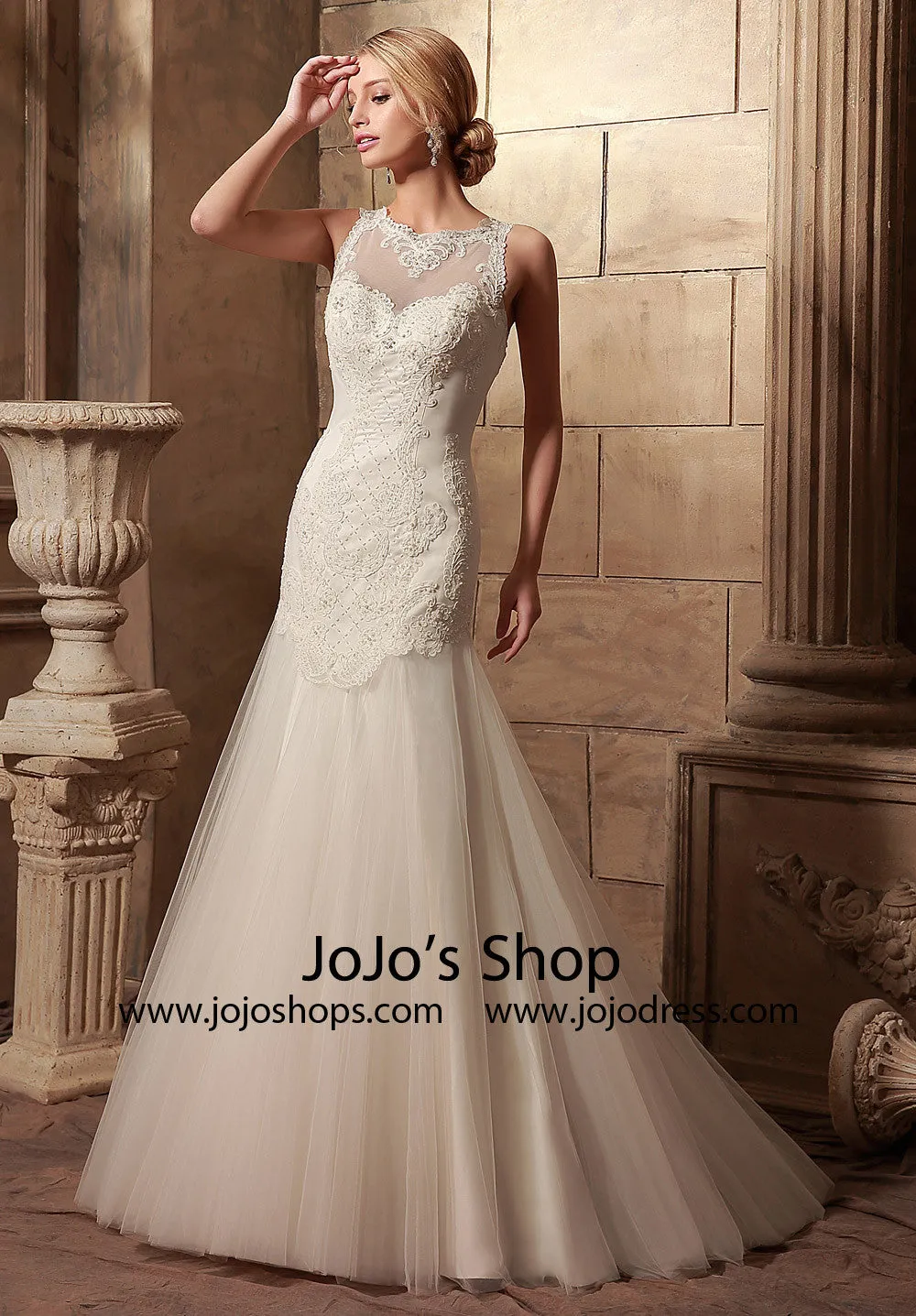 Vintage Lace Fitted A-line Wedding Dress | HL1018