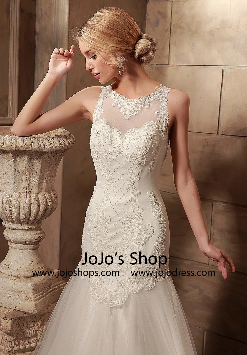 Vintage Lace Fitted A-line Wedding Dress | HL1018