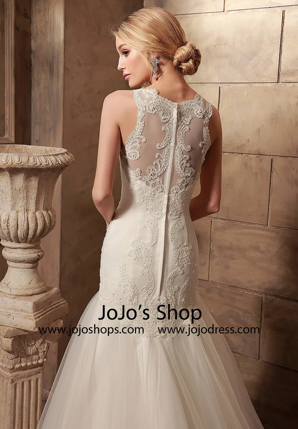Vintage Lace Fitted A-line Wedding Dress | HL1018